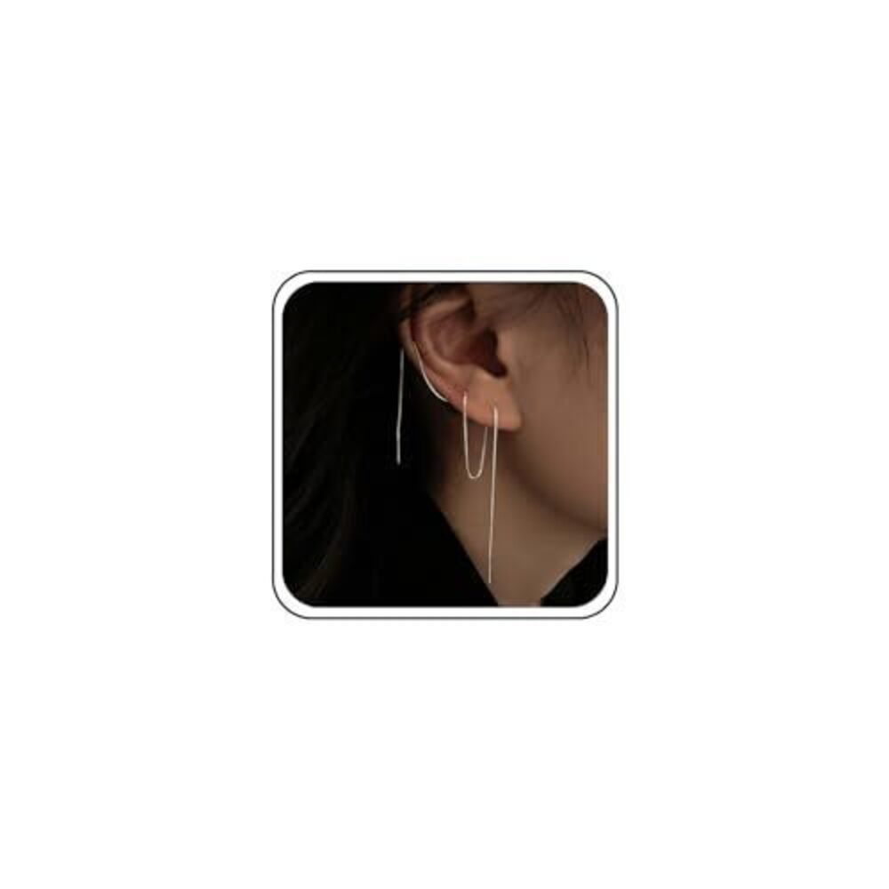 5789 Vintage Chain Dangle Threader Earrings Silver Long Pull Through